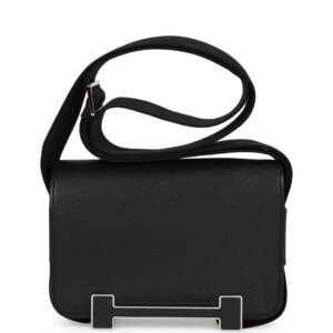 Hermes Geta Black Chevre Palladium Hardware
