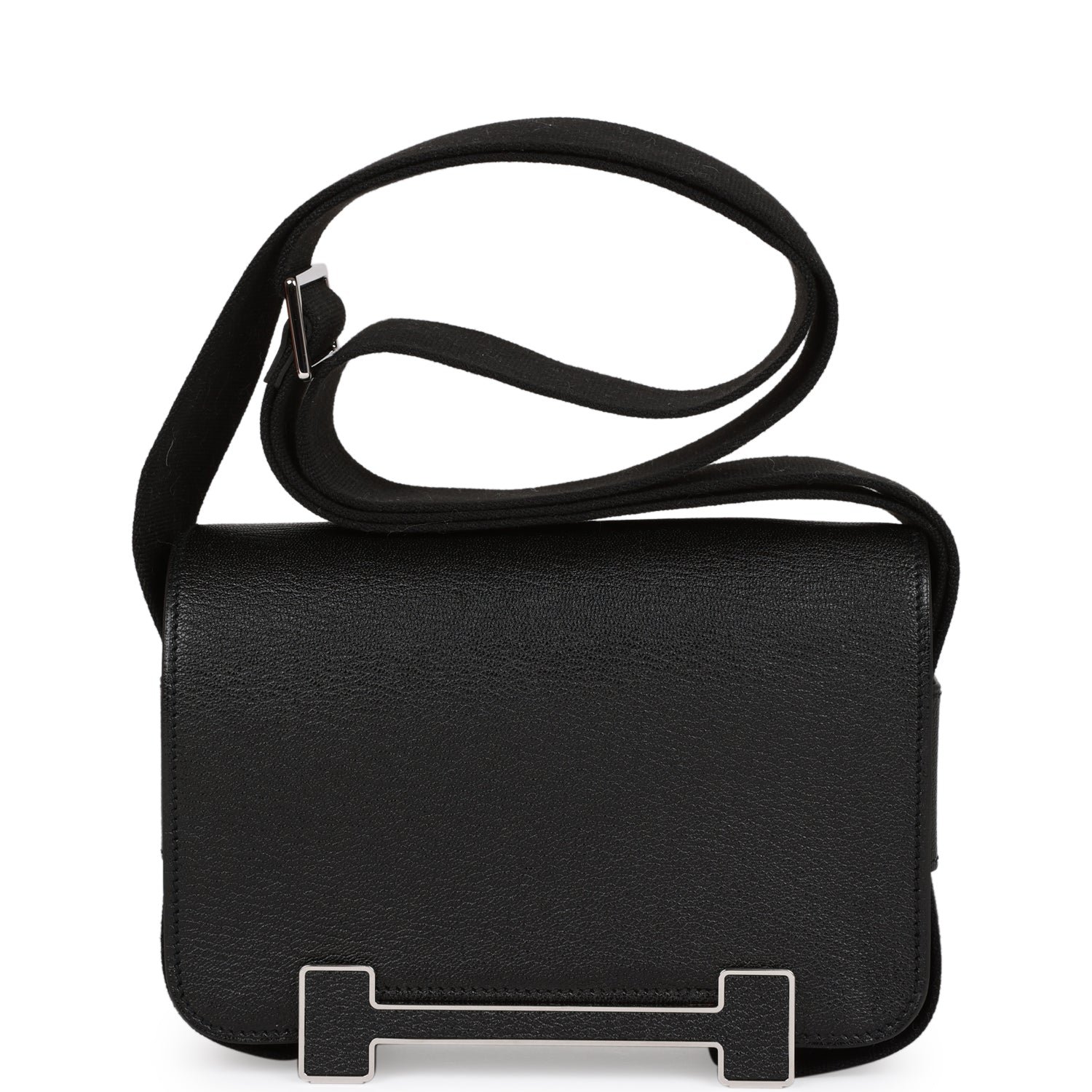 Hermes Geta Black Chevre Palladium Hardware