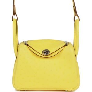 Hermes Mini Lindy Jaune Citron Ostrich Palladium Hardware