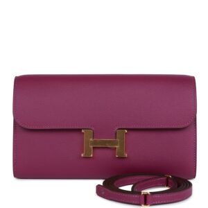 Hermes Constance Wallet To Go Anemone Evercolor Gold Hardware