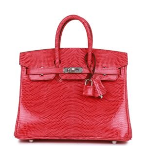 Hermes Birkin 25 Rose Extreme Lizard Palladium Hardware