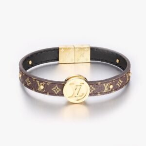 Louis Vuitton LV Monogram Circle Gold Tone Reversible Bracelet