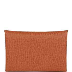 Hermes Calvi Card Holder Gold Epsom Palladium Hardware