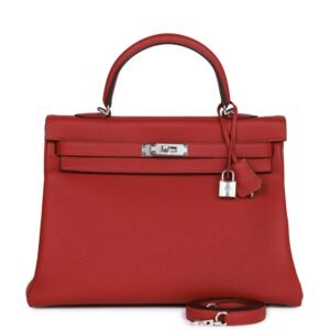 Hermes Special Order (Hss) Kelly Retourne 35 Rouge Grenat Verso Togo Palladium Hardware