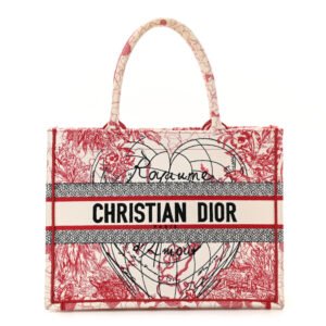 Christian Dior Canvas Book Tote Red White
