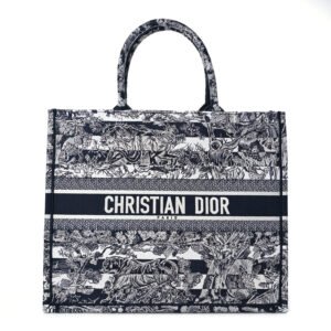Christian Dior Large Toile Book Tote Blue