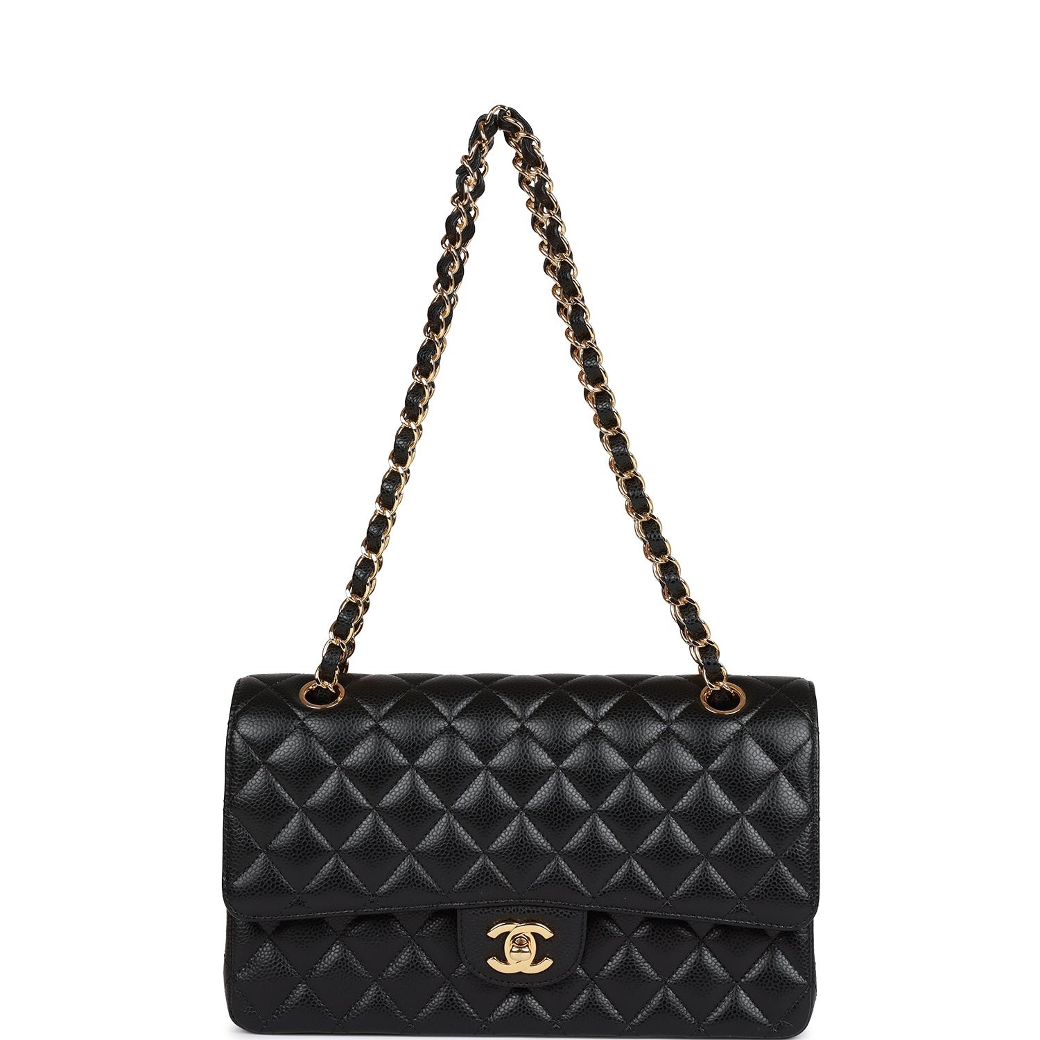 Medium Classic Double Flap Bag Black Caviar Gold Hardware - Image 6