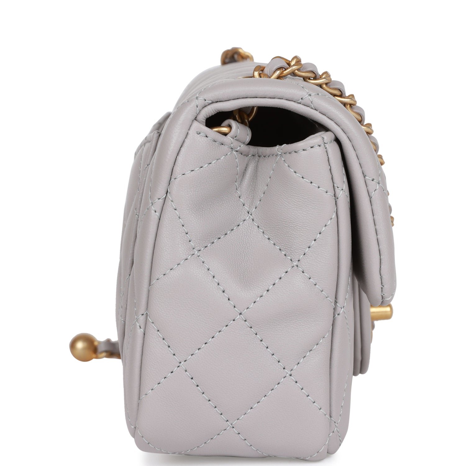 Mini Flap Bag Light Grey Hardware - Image 2