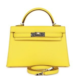 Hermes Kelly Sellier 20 Jaune Citron Ch??Vre Palladium Hardware