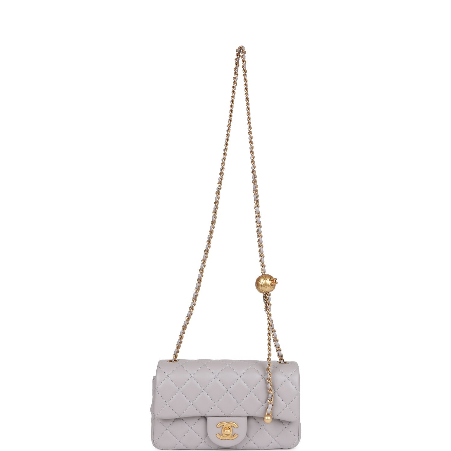 Mini Flap Bag Light Grey Hardware - Image 6