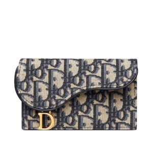 Dior Saddle Flap Compact Zipped Card Holder In Blue
