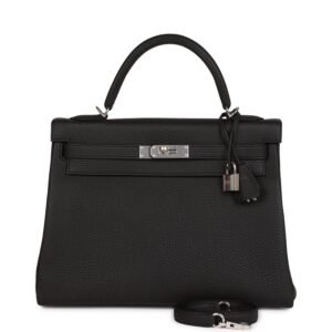 Hermes Kelly Retourne 28Cm Black Togo Palladium Hardware