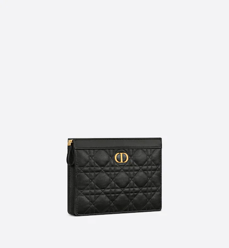 Dior Caro Zipped Pouch With Chain Black