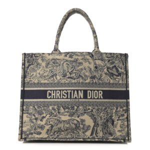 Christian Dior Large Toile Book Tote Blue