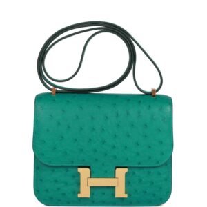 Hermes Constance 18 Vert Verone Ostrich Gold Hardware