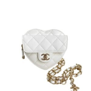 Chanel Heart Clutch With Chain White Ap2784