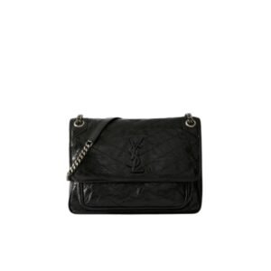 Saint Laurent Niki Baby Chain Bag In Crinkled Vintage Black Noir 21Cm 6331600En041000