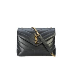 Saint Laurent Loulou Small Chain Bag In Matelasse Y Black Gold 23Cm 494699Dv7271000