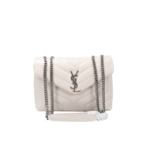 Saint Laurent Loulou Small Chain Bag In Matelasse Y Leather White Silver 23Cm 494699Dv7269207