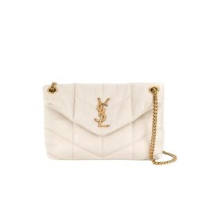 Saint Laurent Puffer Small Chain Bag In Quilted Lambskin White Gold 29Cm 5774761El079207