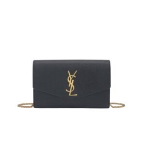 Saint Laurent Uptown Chain Wallet In Grain De Poudre Embossed Black 19Cm 6077881Gf0J1000