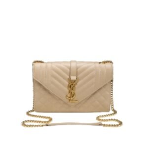 Saint Laurent Envelope Small Bag In Mix Matelasse Grain De Poudre Embossed Beige 600195Bow912721