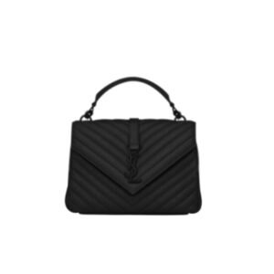 Saint Laurent College Medium Chain Bag In Quilted Leather Black Noir 24Cm 600279Brm081000