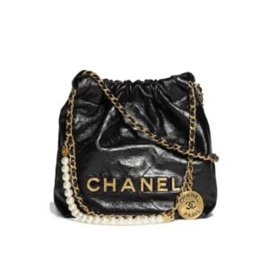 Chanel 22 Mini Handbag Crystal Pearls Black 22Cm As3980 B10672 94305