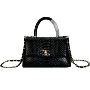 Chanel Trendy Cc Top Handle Bag Python Black 23Cm