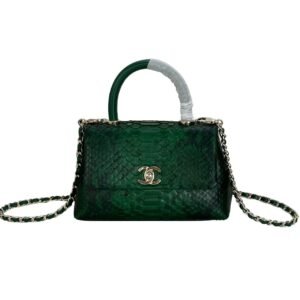 Chanel Trendy Cc Top Handle Bag Python Green 23Cm
