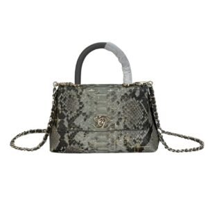 Chanel Trendy Cc Top Handle Bag Python Gray 23Cm