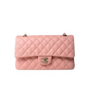 Chanel Classic Double Flap Bag Caviar Silver Hardware Light Pink 25Cm