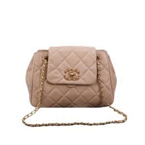 Chanel Mix Accordion Cc Flap Bag Quilted Glazed Calfskin Pink 23Cm