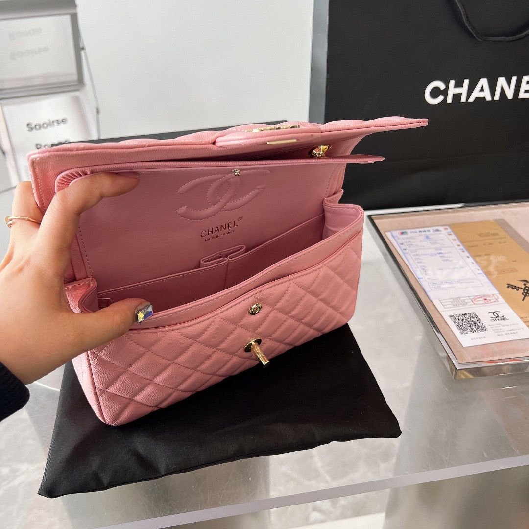 Chanel Classic Medium Lambskin Flap Bag Pink And Gold 25Cm - Image 2