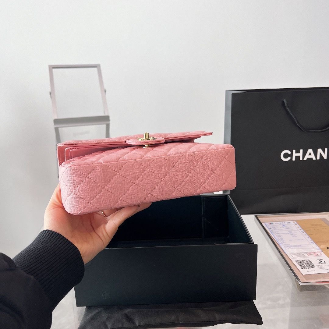 Chanel Classic Medium Lambskin Flap Bag Pink And Gold 25Cm - Image 5