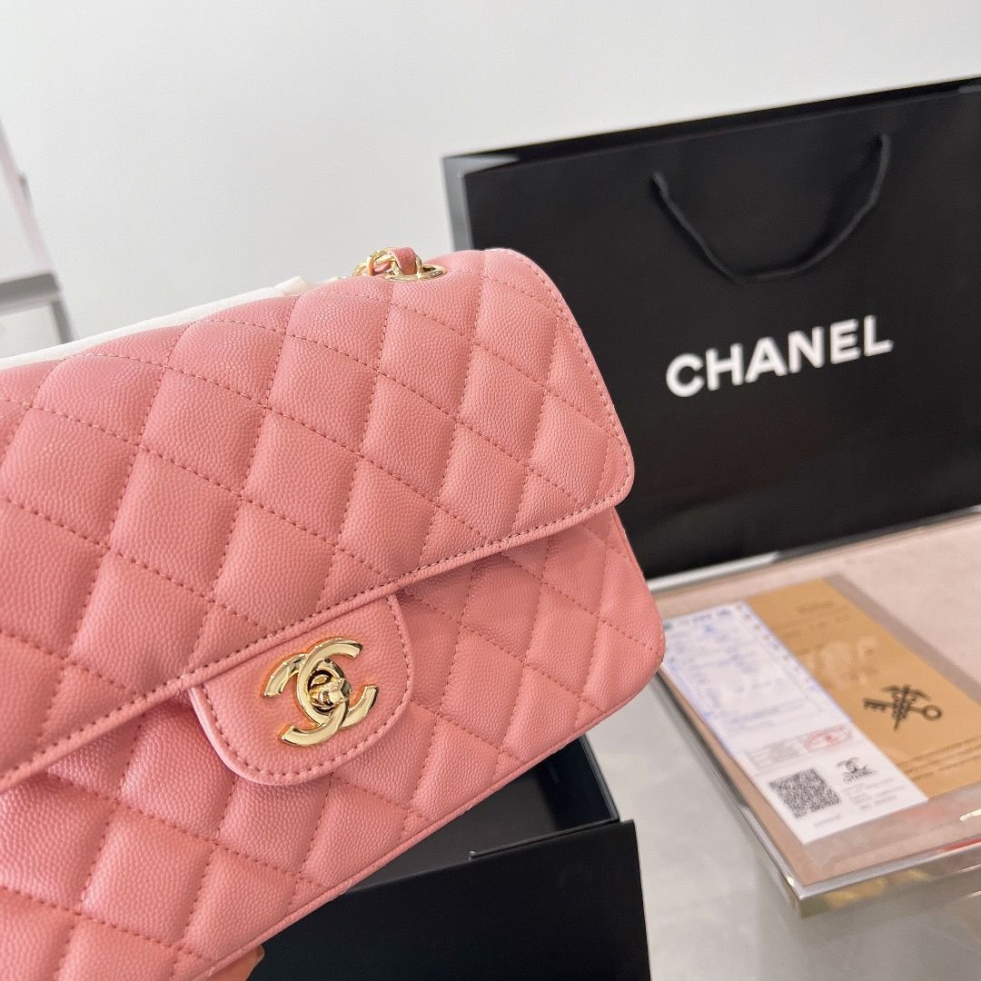 Chanel Classic Medium Lambskin Flap Bag Pink And Gold 25Cm - Image 6