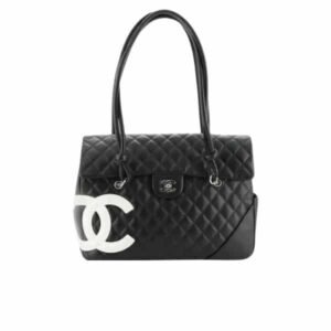 Chanel Cambon Flap Tote Quilted Leather Black 36Cm