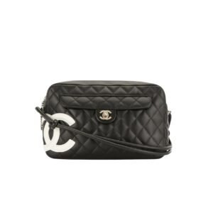 Chanel Cambon Camera Bag Quilted Leather Black 26Cm
