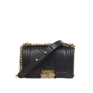 Chanel Boy Flap Bag Snake Leather?Black 25Cm
