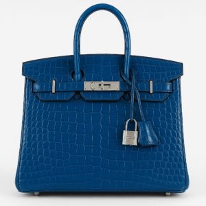 Hermes Birkin 25 Bleu Electric Shiny Niloticus Crocodile Palladium Hardware