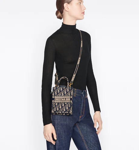 Mini Dior Book Tote Phone Bag Blue Dior (13 X 18 X 5 Cm) - Image 6