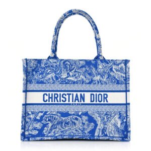Christian Dior Canvas Toile Book Tote Fluorescent Blue