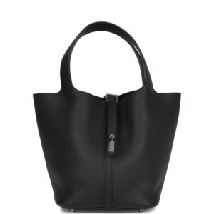 Hermes Black Clemence Picotin Lock 22Cm Palladium Hardware