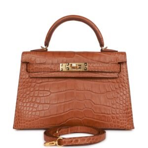 Hermes Kelly Sellier 20Cm Gold Matte Alligator Gold Hardware