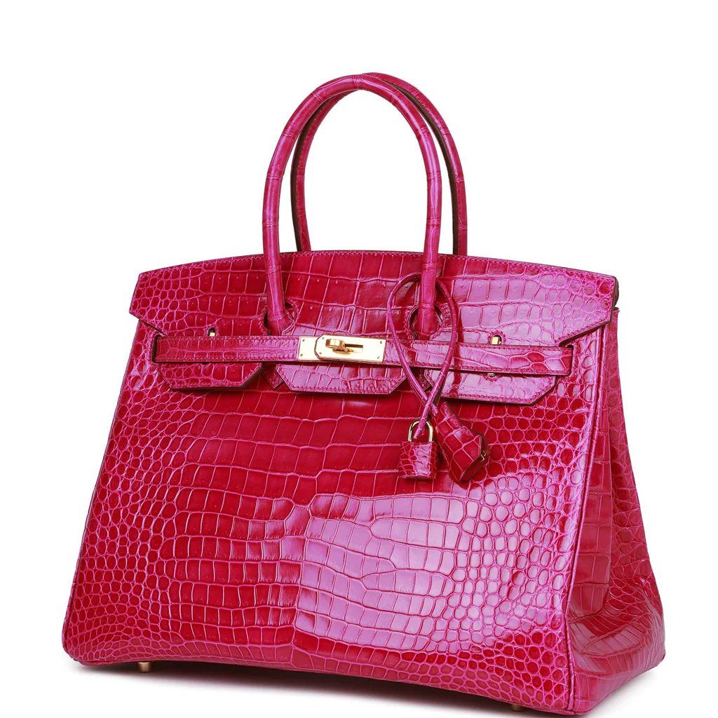 Hermes Birkin 30 Rose Scheherazade Shiny Niloticus Crocodile Gold Hardware - Image 5