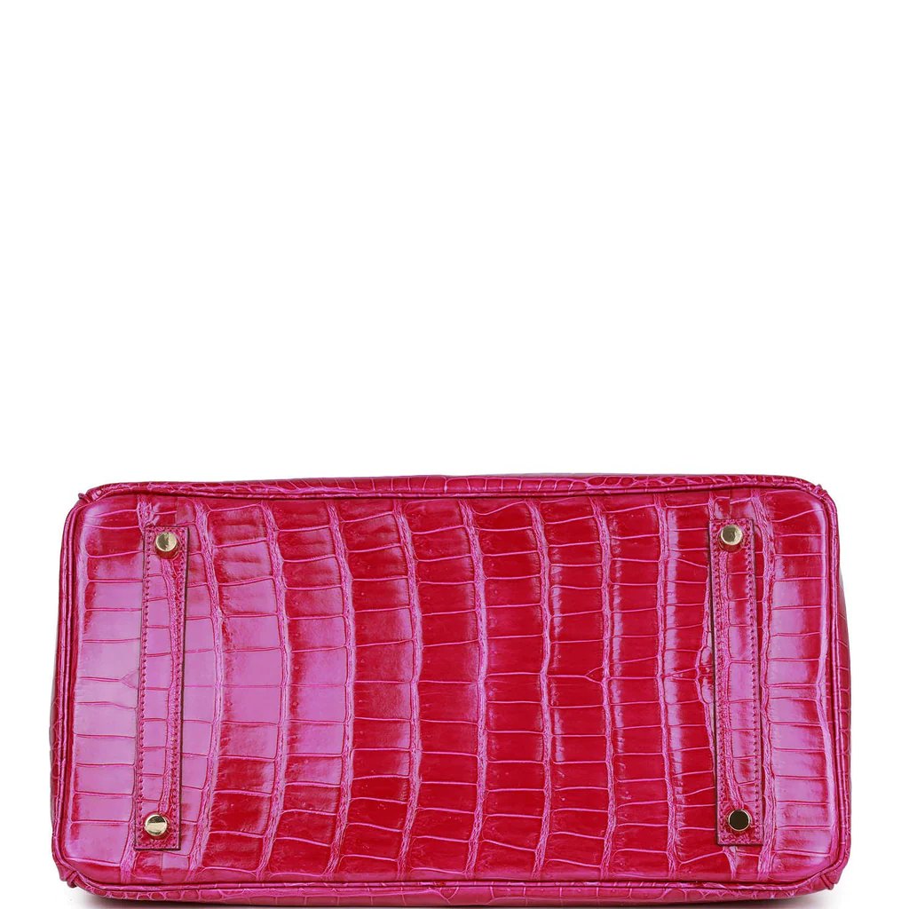 Hermes Birkin 30 Rose Scheherazade Shiny Niloticus Crocodile Gold Hardware - Image 6