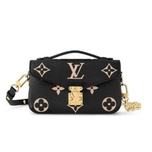 Louis Vuitton Pochette Metis East West Monogram Empreinte Leather Black 21Cm M46596