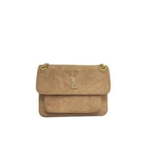 Saint Laurent Niki Baby Chain Bag In Suede Beige