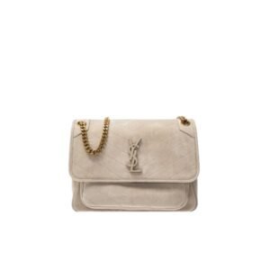 Saint Laurent Niki Baby Chain Bag In Suede Light Grey 6331581U827-9607
