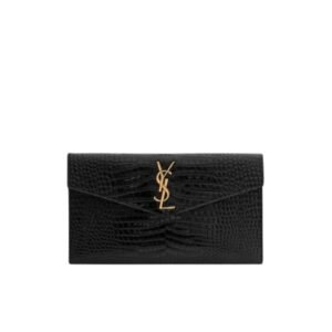 Saint Laurent Uptown Pouch In Crocodile Embossed Shiny Leather 565739Dnd0J1000